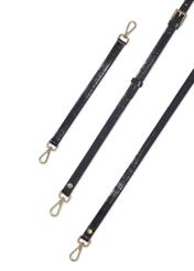 Black leather croco handbag TORES-1326-9G(Z26), close-up view of the straps on a light background.