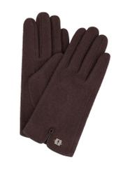 Dark brown women's wool gloves REKDT-0027A-1I(Z26), front product view on white background.