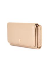 Large beige leather women's wallet PORES-0801R-81(Z25), diagonal product view on a white background.