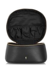 Black round women's cosmetic bag TOREC-0919B-99(Z25) - product view of the open product from the front on a white background.