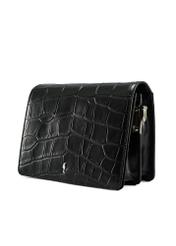 Black croco leather handbag TORES-1176-99(Z25), diagonal product view on white background.
