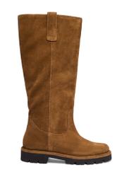 Women's suede boots in cognac color BUTYD-1357-1F(Z26), side view of the product on a white background.