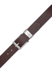 Men's brown leather belt PASMS-0163-1H(W26), product view from above on white background.
