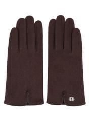 Dark brown women's wool gloves REKDT-0027A-1I(Z26), front product view on white background.