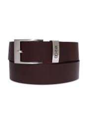 Men's brown leather belt PASMS-0127-1H(Z26), front view of the product on a white background.