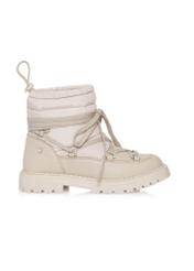 Short beige leather snow boots for women BUTYD-1016-80(Z24)-01