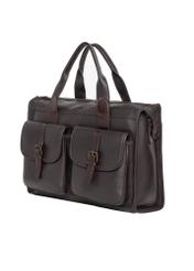 Brown leather men's briefcase TORMS-0521-1H(Z26), diagonal product view on white background.