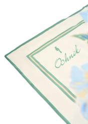 Cream women's silk scarf SZADT-0188-7B(W26), close-up of the product detail on a white background.