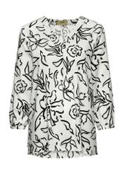 White women's blouse with black flowers BLUDT-0172-12(W25)-01