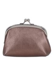 Brown leather women's coin purse PORES-1031-1G(Z26), rear view on a white background.
