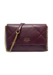 Small burgundy leather handbag TORES-1362-4D(Z26), front product view on white background.