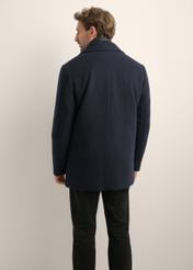 Men's dark navy wool coat PLAMT-0012-7E(Z26), back view of the product on the model. Half of the silhouette visible.