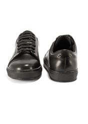 Leather black sports shoes BUTYM-0508-99(Z25), product view from the front and back on a white background.