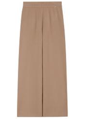 Women's camel viscose trousers SPODT-0116-24(Z25), front product view on white background.