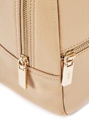 Beige leather women's backpack TORES-0898D-81(Z25), detail view of the product on a white background, close-up of the zipper.