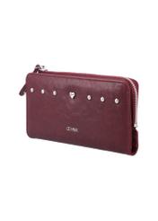 Burgundy large women's wallet POREC-0446-4D(Z26) - diagonal product view, on a white background.