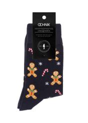 Men's navy blue Christmas socks SKAMT-0183-69(Z24)-02