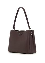 Brown women's shoulder bag TOREC-1297-1I(Z26), diagonal product view on a white background.