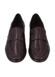 Women's brown leather moccasins BUTYD-1328-1I(Z26), front product view on white background.