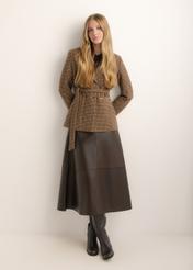 Women's houndstooth blazer ZAKDT-0054-1D(Z26), front view of the product on the model. Full body visible.