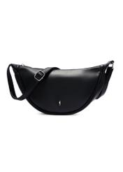 Black semi-circular women's handbag TOREC-1146-99(W26), front product view on white background.