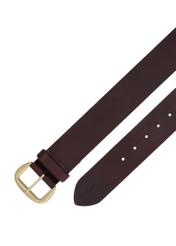 Wide brown leather women's belt PASDS-0349-1I(Z26), top view of the product on a white background.