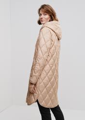 Beige quilted insulated jacket for women KURDT-0510-81(W24)-02