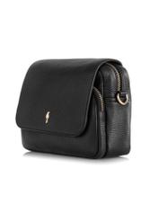 Black small leather women's handbag TORES-0958E-9I(W26), diagonal product view on white background.