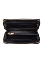 Black leather women's wallet PORES-0985-99(W26), product view from above on a white background.