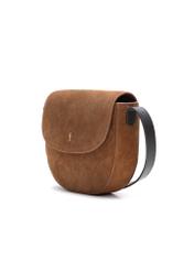 Brown suede women's messenger bag TORES-1168-88(Z25), diagonal product view on white background.