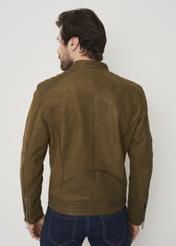 Kurtka skórzana męska z efektem used look KURMS-0257-1197(W22)-02