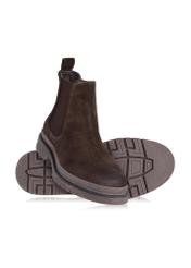 Brown leather men's slippers BUTYM-0445-90(Z23)-04