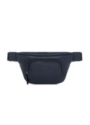 Navy blue leather waist bag with logo TORMS-0280D-69(W25)-01