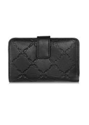 Black leather women's wallet with embossing PORES-0886-99(Z23)-03