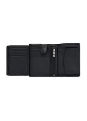 Black men's leather wallet PORMS-0632A-9I(W26), product view inside on white background.