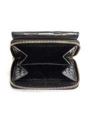 Women's leather black croco wallet PORES-0906-9G(Z26), product view inside on white background.