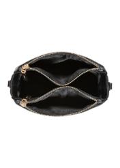 Leather black shoulder bag TORES-1275-9I(W26) - top view of the product on a white background.