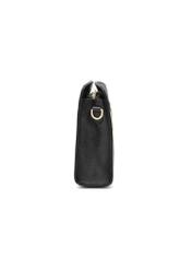 Black leather medium women's handbag TORES-1279-9I(W26), product view from the side on a white background.