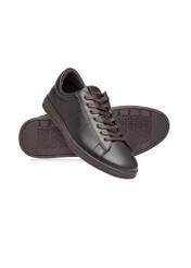 Brown men's leather shoes BUTYM-0490-1I(W26), diagonal product view on white background.
