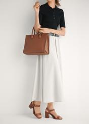 Women's brown leather sandals BUTYD-1178-1D(W26), side view of the product on the model's feet.