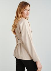 Beige women's spring leather jacket KURDS-0467-1191(W24)-02