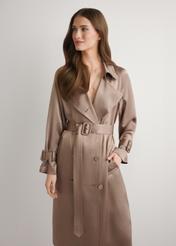 Women's lightweight viscose coat KURDT-0650-1K(W26) - front view of the product, on a model, against a light background. Half of the silhouette visible.