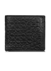 Men's black leather wallet with monogram PORMS-0603-98(Z23)-01