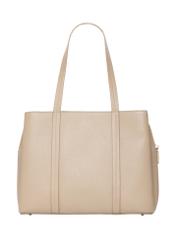 Beige leather shopper bag TORES-1342-1B(Z26), product view from the back on a light background.