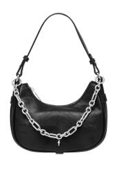 Black women's hobo bag with a jewelry-style accent TOREC-1326-99(Z26), front view on a white background.