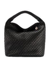 Black woven women's handbag TOREC-1147-99(W26) - front product view, on white background.