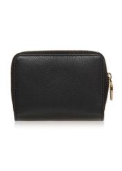 Small black leather women's wallet PORES-0833R-99(Z25) - back view of the product on a white background.