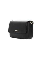 Black women's shoulder bag TOREC-1255-99(Z26). Side view, diagonal, on a white background.