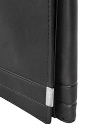 Black leather men's wallet with snap closure PORMS-0549A-99(Z25), close-up of product detail on white background.