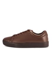 Brown leather sports shoes BUTYM-0503-89(Z25) - side view of the product on a white background.